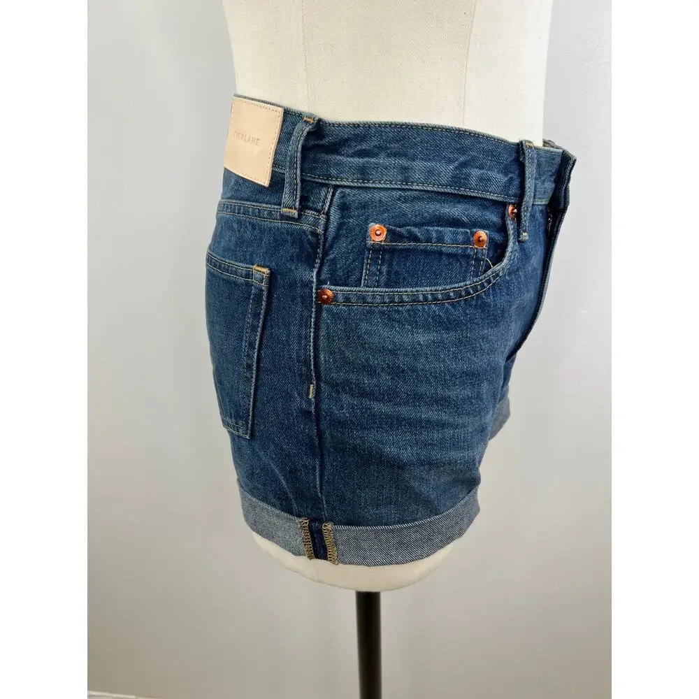 Everlane Blue Organic Cotton Rolled Cuff The Denim Short Size 25